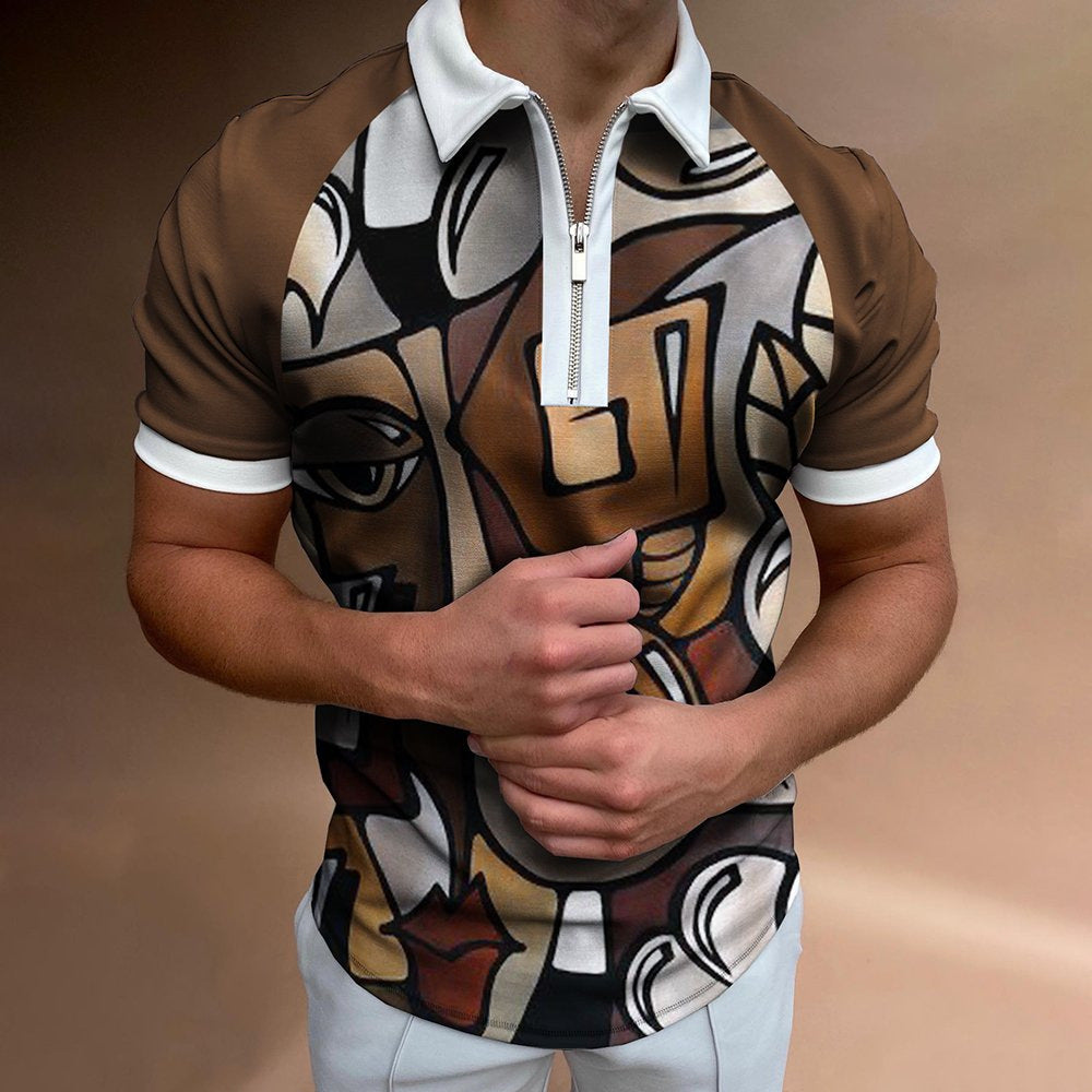 Men's POLO Shirt Printed Short Sleeve T-Shirt Top